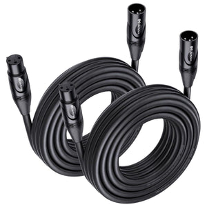 Cable Matters 2-Pack Premium XLR To XLR Cables, XLR Microphone Cable 25 Feet, Oxygen-Free Copper (OFC) XLR Male To Female Cord, Mic Cord, XLR Speaker Cable, Black,
