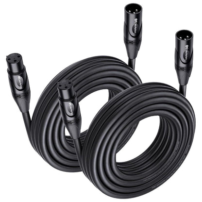 Cable Matters 2-Pack Premium XLR To XLR Cables, XLR Microphone Cable 25 Feet, Oxygen-Free Copper (OFC) XLR Male To Female Cord, Mic Cord, XLR Speaker Cable, Black,