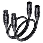 Cable Matters 2-Pack Premium Short XLR To XLR Cables, XLR Microphone Cable 1 Foot, Oxygen-Free Copper (OFC) XLR Male To Female Cord, Mic Cord, XLR Speaker Cable, Black,