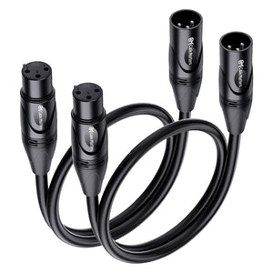 Cable Matters 2-Pack Premium Short XLR To XLR Cables, XLR Microphone Cable 1 Foot, Oxygen-Free Copper (OFC) XLR Male To Female Cord, Mic Cord, XLR Speaker Cable, Black,