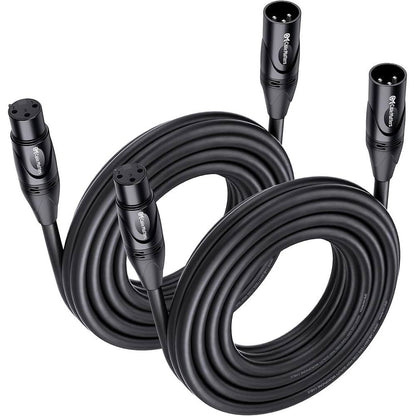 Cable Matters 2-Pack Premium XLR To XLR Cables, XLR Microphone Cable 20 Feet, Oxygen-Free Copper (OFC) XLR Male To Female Cord, Mic Cord, XLR Speaker Cable, Black,