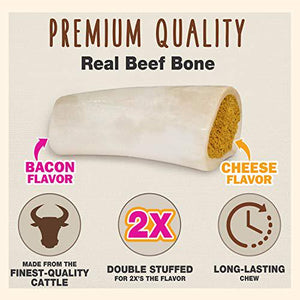 Cadet Double Stuffed Shin Bone Dog Chew Bacon and Cheese Flavor for Aggressive Chewers 1 Count