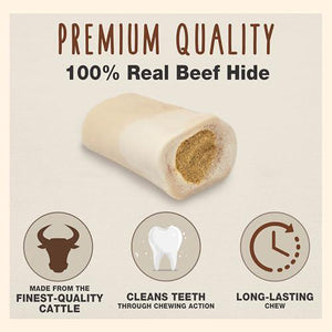 Cadet Peanut Butter Stuffed Shin Bone, Large, Long-Lasting Dog Chew, High Protein, Dental Support