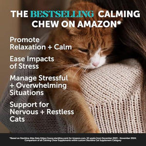 Calming Cat Chews Chicken Flavor 30 Day Supply Reduces Stress and Anxiety
