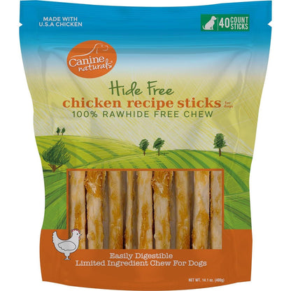 Canine Naturals Chicken Recipe 5 Inch Chew Sticks 40 Pack Rawhide Free Treats Made from USA Raised Chicken