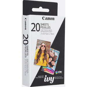 Canon Zink Photo Paper Pack, 20 Sheets, White, 2 X 3 . (3214C001),