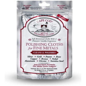 Cape Cod Polishing Cloths For Fine Metals | Jewelry Cleaner And Tarnish Remover | Silver Polishing To A Brilliant Shine | Foil Pack Of (2) 4x6 Cloths,