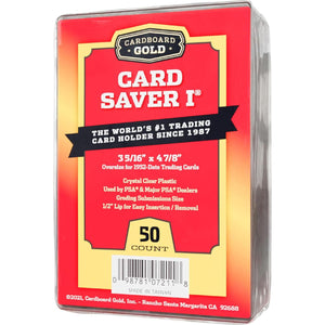 Card Saver 1 Trading Card Protectors 50 Count Semi Rigid Holders PSA Approved for Baseball Sports Cards and Storage