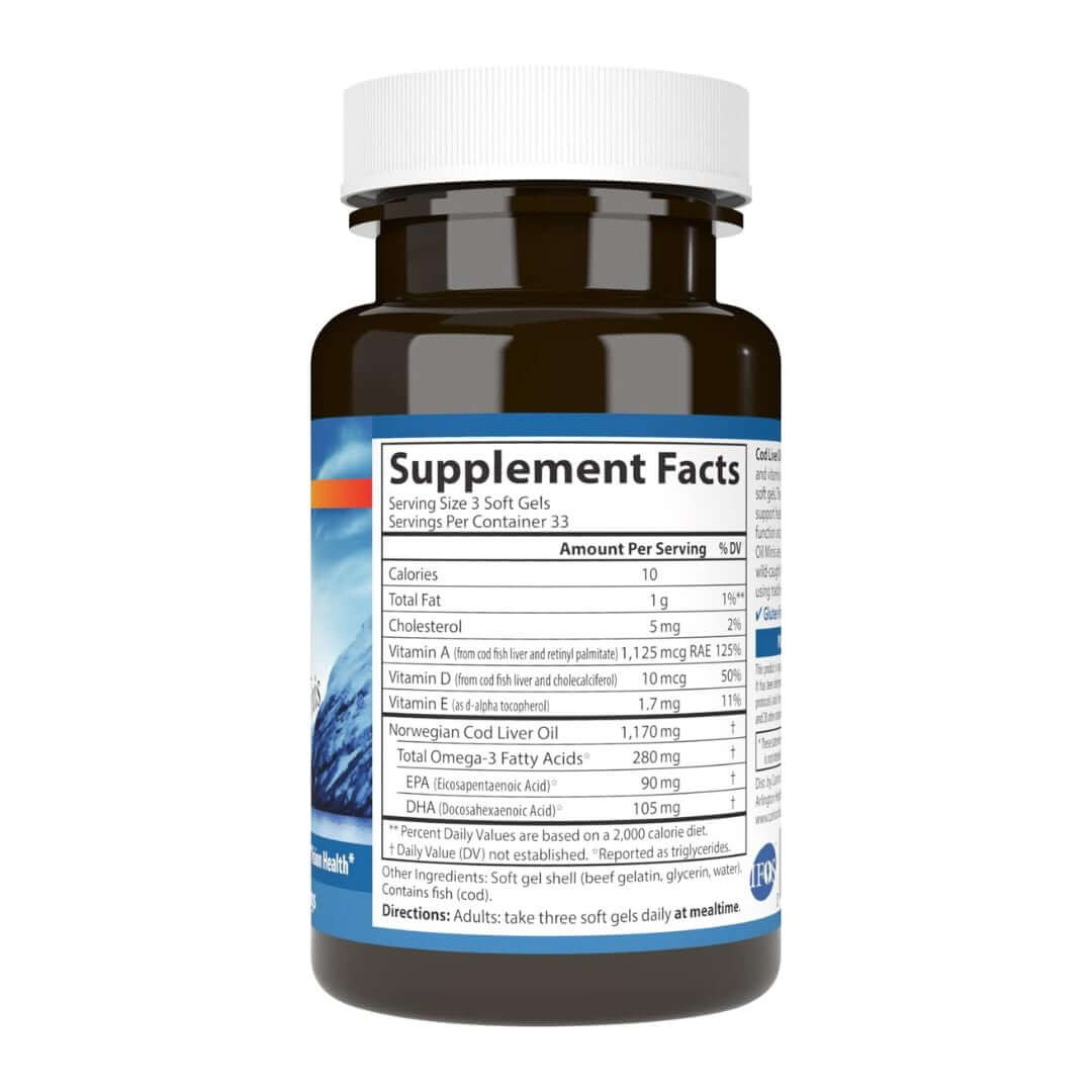 Carlson Wild Norwegian 280mg Omega-3s Cod Liver Oil 100 Mini Softgels,