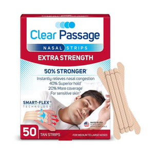 Clear Passage Extra Strength Medium To Large Tan Nasal Strips 50 Count