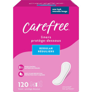 Carefree Carefree Panty Liners For Women, Regular, Unwrapped, Unscented, 120ct | Pantiliners, Carefree Liners, Daily Liners For Women, Light Periods And Leaks, 8-Hour Odor Control | 120ct (Packaging May Vary)