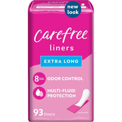Carefree Carefree Panty Liners For Women, Extra Long, Wrapped, Unscented, 93ct | Pantiliners, Carefree Liners, Daily Liners For Women, Light Periods And Leaks, 8-Hour Odor Control | 93ct (Packaging May Vary)