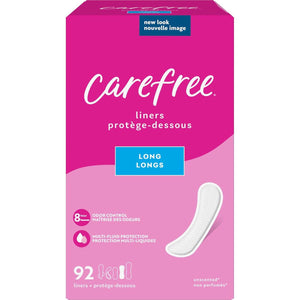 Carefree Carefree Panty Liners For Women, Long, Unwrapped, Unscented, 92ct | Pantiliners, Carefree Liners, Daily Liners For Women, Light Periods And Leaks, 8-Hour Odor Control | 92ct (Packaging May Vary)