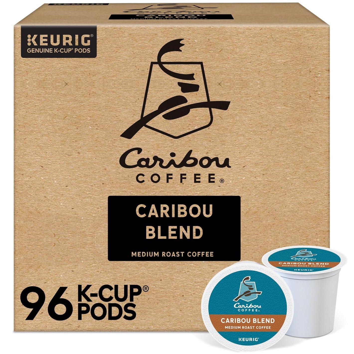 Caribou Coffee Caribou Blend, Keurig Single Serve K-Cup Pods, Medium Roast, 96 Count