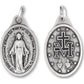 Caritas Et Fides Bulk Pack Of 10 - Miraculous Medal Pendant For Necklace -1 Oval Silver Oxidized Miraculous Medals Pendant For Necklace, Medals For Jewelry Catholic, Made In Italy,