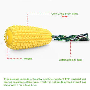 Carllg Tough Squeaky Dog Chew Toy Durable Corn Stick for Aggressive Chewers All Breed Sizes