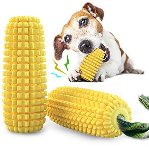 Carllg Tough Squeaky Dog Chew Toy Durable Corn Stick for Aggressive Chewers All Breed Sizes