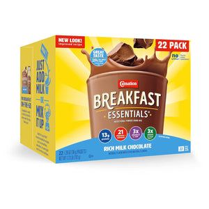 Carnation Breakfast Essentials Powder Drink Mix, Rich Milk Chocolate Flavor, 22 Count Box (26 oz), Nutrient-Packed Breakfast Drink