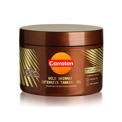 Carroten Carroten Gold Shimmer Intensive Tanning Gel - Instant Tan Enhancer With Added Shimmer - Water-Resistant With Carrot And Coconut Oil - Vitamin A And E For Moisture And Hydration - 5 Fl Oz