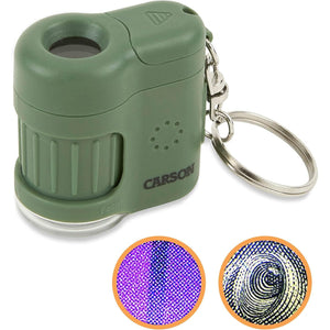 Carson MicroMini 20x LED Lighted Pocket Microscope With Built-in UV And LED Flashlight, Green (MM-280G), Large,