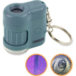 Carson MicroMini 20x Pocket Microscope, UV And LED Flashlight, Blue (MM-280B),