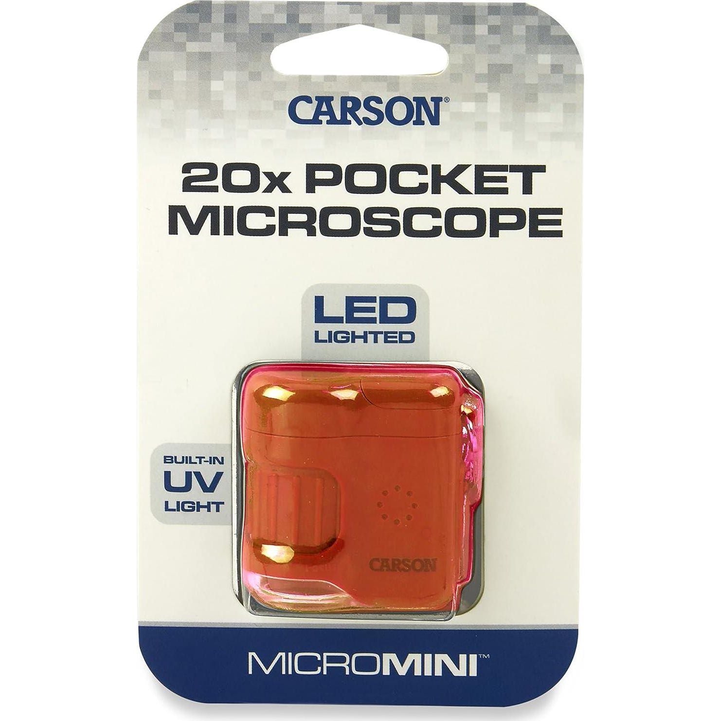 Carson MicroMini 20x Pocket Microscope, UV And LED Flashlight, Orange (MM-280O),