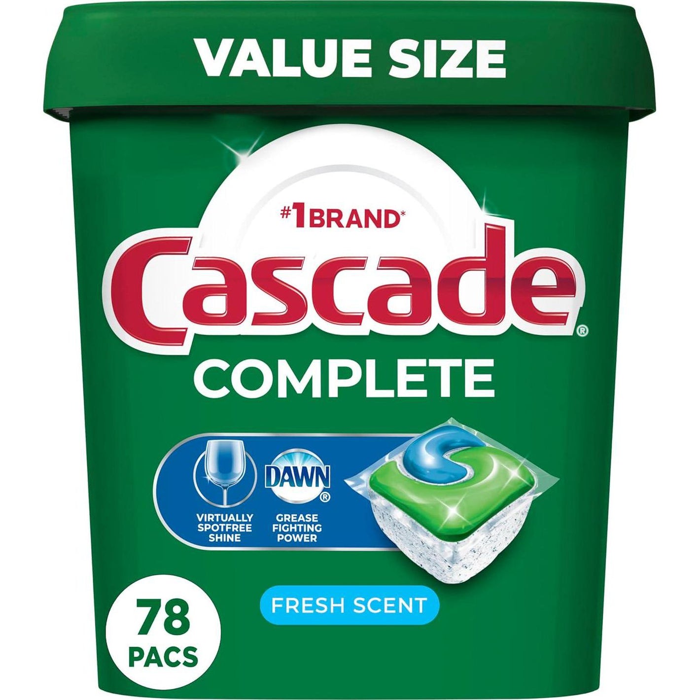 Cascade Complete Dishwasher Pods, Fresh Scent, ActionPacs, Dishwasher Detergent, 78 Count