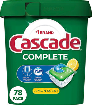 Cascade Complete Dishwasher Pods, Lemon Scent, ActionPacs, 78 Count