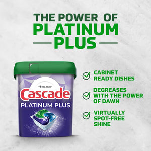 Cascade Platinum Plus Dishwasher Pods, Dish Detergent ActionPacs, Fresh, 52 Count