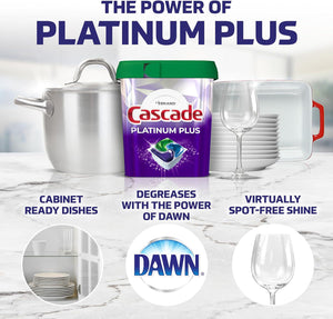 Cascade Platinum Plus ActionPacs Dishwasher Detergent Pods, Mountain Scent, 52 Count