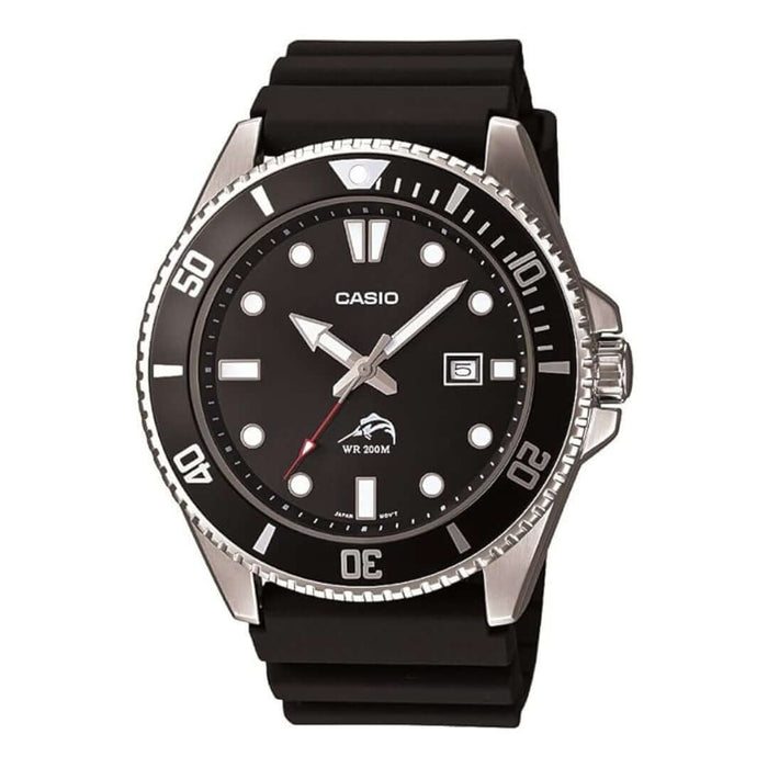 Casio MDV106 Series Black Stainless Steel Case & Resin Band Unisex Analog Watch,079767977320