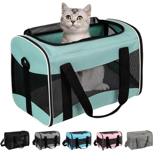 Green Collapsible Soft Pet Carrier 17x11x11 Airline Approved for Cats Dogs up to 15 lbs Travel Friendly