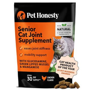Cat Hip and Joint Chews 30 Day Supply Glucosamine Support for Joint Health Chicken Flavored Crunchy and Creamy Chews