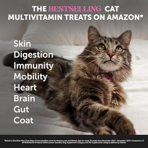 Cat Multivitamin Treats Crunchy and Creamy Chews for Joint Skin Coat Digestion and Immune Support 30 Days