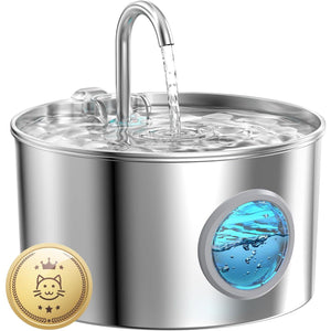 Cat Water Fountain 74oz 2.2L Stainless Steel Pet Fountain Quiet Indoor Dispenser for Small Pets