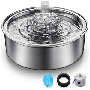 Cat Water Fountain,Stainless Steel 2.0L/67oz Automatic Circulating Pet Water Fountain,Ultra-Quiet Pump With LED Light,Dishwasher Safe,Cat Fountain Suitable For Cat And Puppy (2L Cat Fountain),