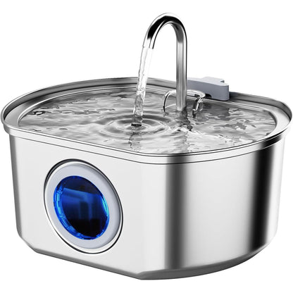 Neareal Cat Water Fountain, Stainless Steel, 108oz (32L), Automatic Drinking Pet Fountain with Water Level Window for Cats & Small Pets