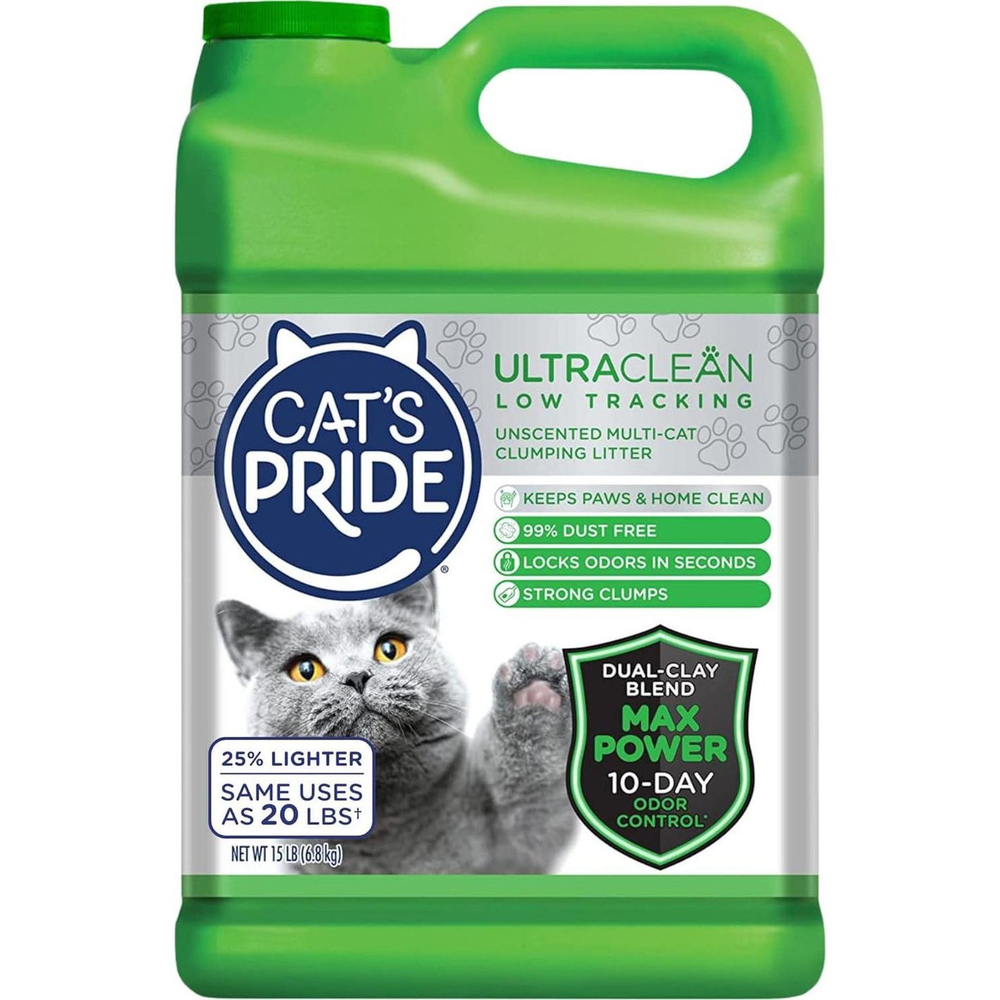 Cat's Pride Max Power UltraClean Clumping Cat Litter 15 lb Unscented 99 Dust Free for Multi Cats