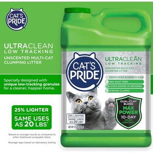 Cat's Pride Max Power UltraClean Clumping Cat Litter 15 lb Unscented 99 Dust Free for Multi Cats