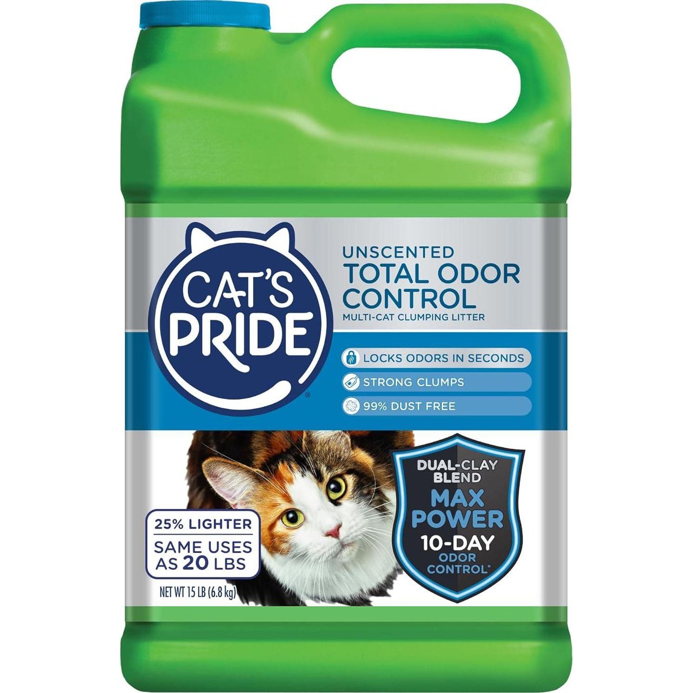 Cat's Pride Max Power Unscented Multi Cat Litter 15 lb Odor Control Strong Clumping 99 Dust Free