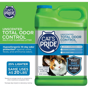 Cat's Pride Max Power Unscented Multi Cat Litter 15 lb Odor Control Strong Clumping 99 Dust Free
