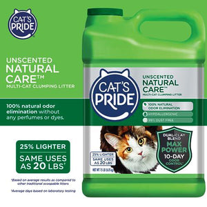 Cat's Pride Max Power Natural Unscented Clumping Litter 15 lb Hypoallergenic Multi Cat Use