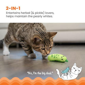 Catstages Pickle Kicker Catnip Toy Crunchy Texture Dental Stimulation for Cats Indoor Play