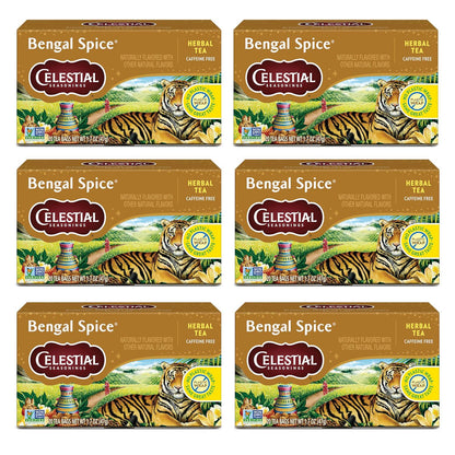 Celestial Seasonings Celestial Seasonings Bengal Spice Herbal Tea, Caffeine Free, 20 Tea Bags Box (Pack Of 6)