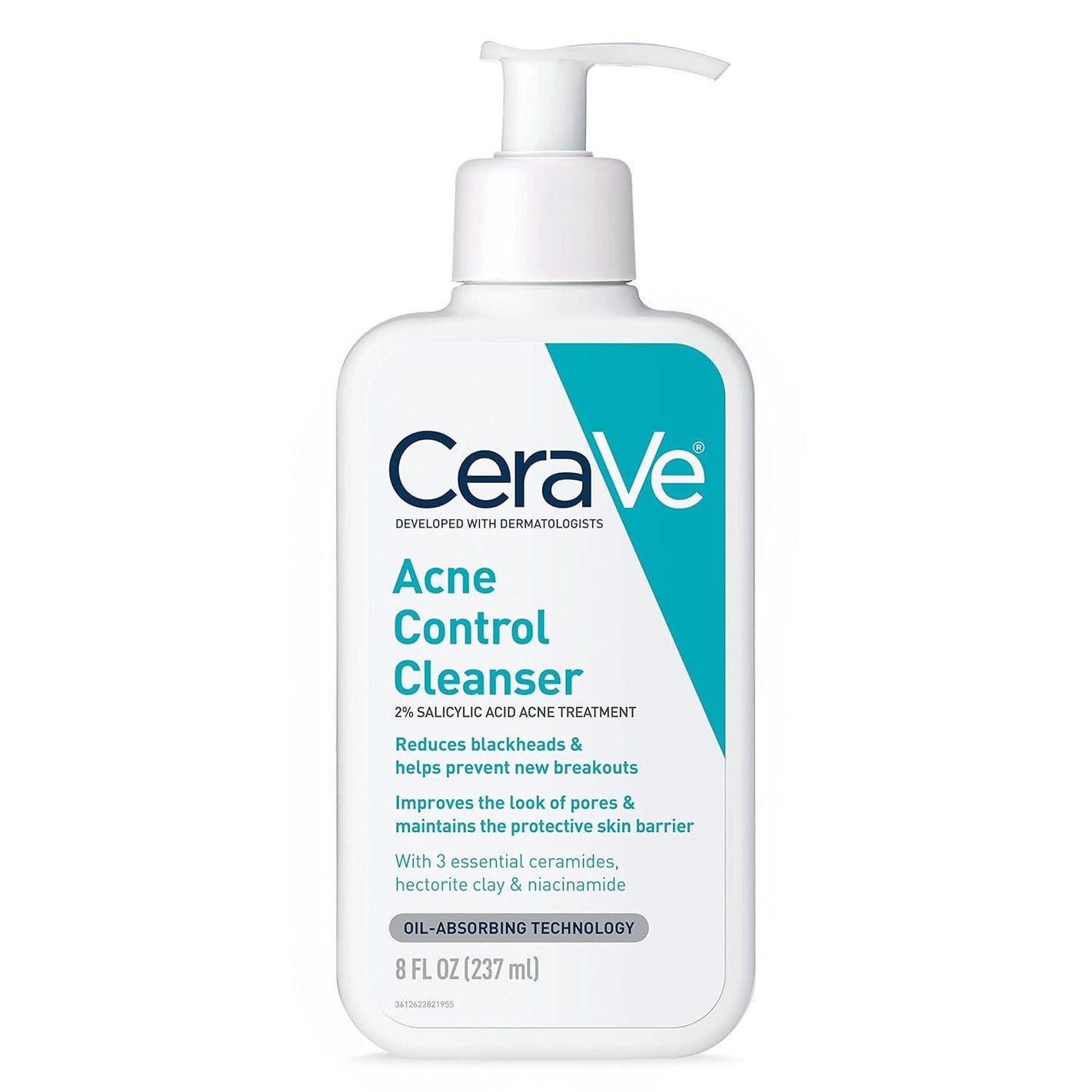 CeraVe CeraVe Acne Treatment Face Wash, Salicylic Acid Cleanser With Purifying Clay, Niacinamide, And Ceramides, Pore Control And Blackhead Remover, 8 Ounce