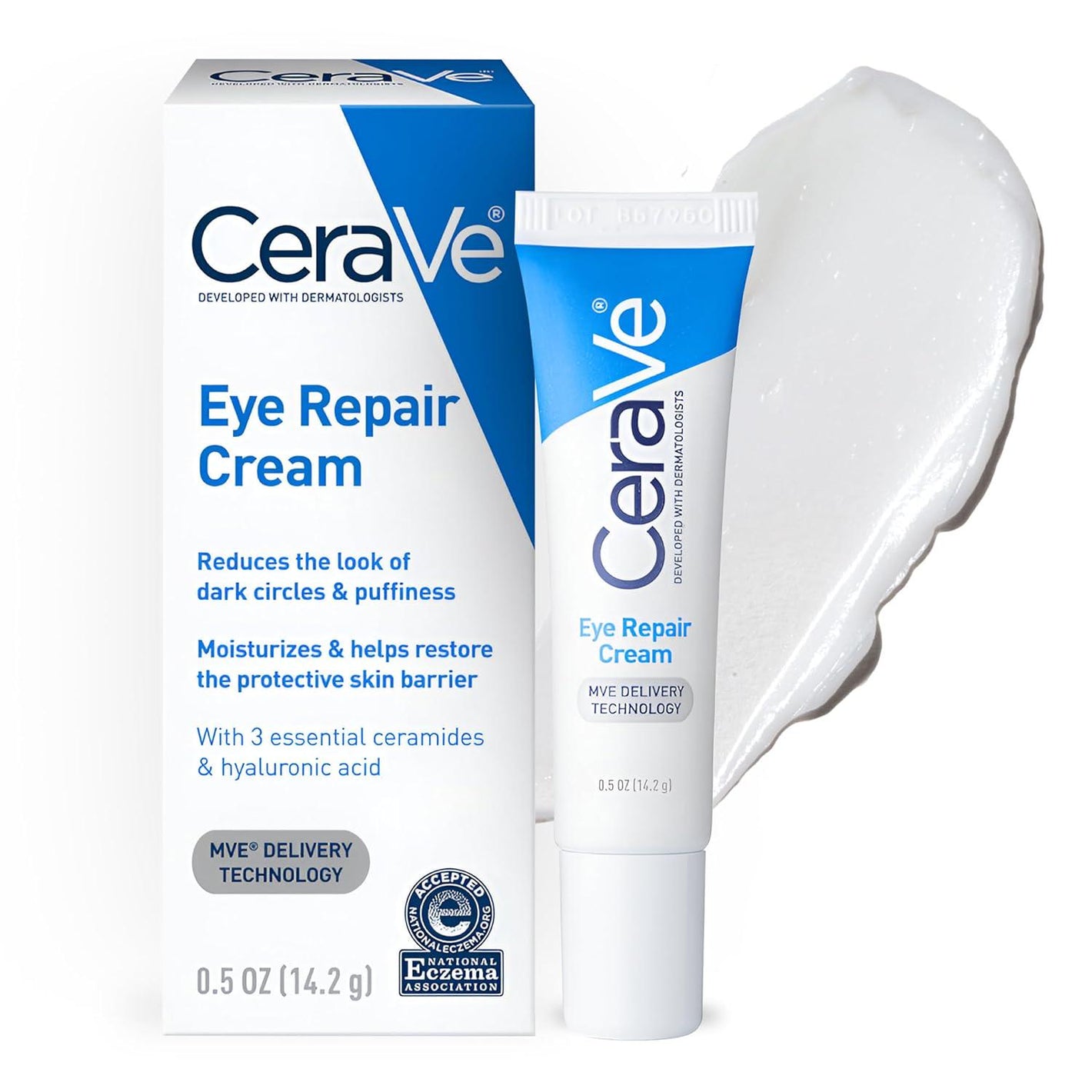 CeraVe CeraVe Eye Repair Cream, Under Eye Cream For Puffiness And Bags Under Eyes, Hyaluronic Acid + Niacinamide + Marine Botanical Complex, Oil Free And Opthalmologist Tested
