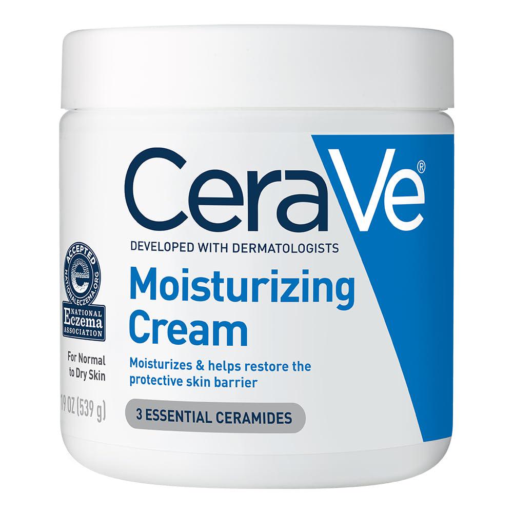CeraVe CeraVe Moisturizing Cream, Body And Face Moisturizer For Dry Skin, Body Cream With Hyaluronic Acid And Ceramides, Daily Moisturizer, Oil-Free, Fragrance Free, Non-Comedogenic, 19 Ounce