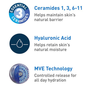 CeraVe CeraVe PM Facial Moisturizing Lotion, Night Cream With Hyaluronic Acid And Niacinamide, Ultra-Lightweight, Oil-Free Moisturizer For Face, 3 Ounce