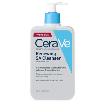 CeraVe CeraVe Renewing Salicylic Acid Cleanser, Formulated With Hyaluronic Acid, Niacinamide, And Ceramides, Gentle BHA Exfoliating Face Wash Smooths And Softens Skin, Non Comedogenic And Fragrance Free, 16 Ounce
