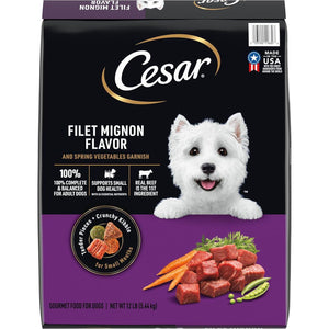 Cesar Small Breed Dry Dog Food Filet Mignon Flavor with Veggies Garnish 12 lb Bag